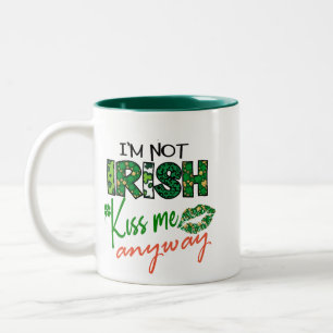 Taza Bicolor Gracioso "Bésame, no soy irlandés" café taxista