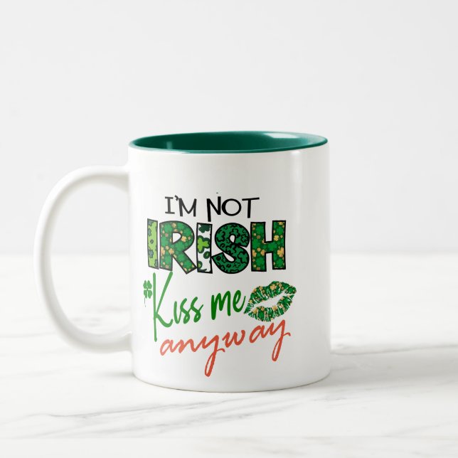 Taza Bicolor Gracioso "Bésame, no soy irlandés" café taxista (Izquierda)