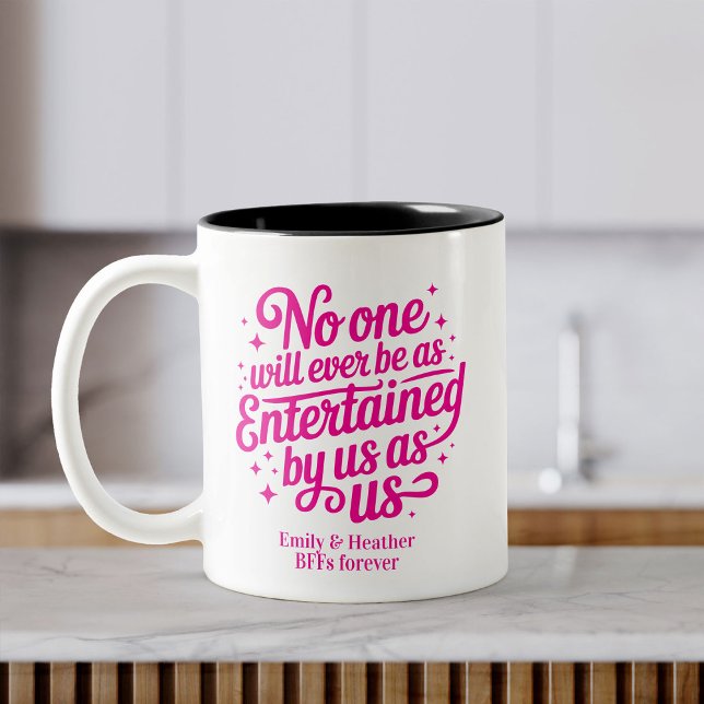 Taza Bicolor Gracioso BFFs Bestie Swirly Friendship (Subido por el creador)