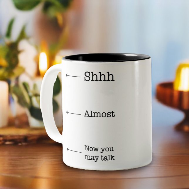 Taza Bicolor Gracioso café para beber shhh (Perfect warning, coffee your mug for innocent bystanders. The different levels are marked)