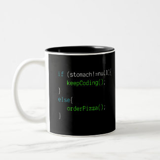 Taza Bicolor Gracioso código pide camiseta pizza para programac