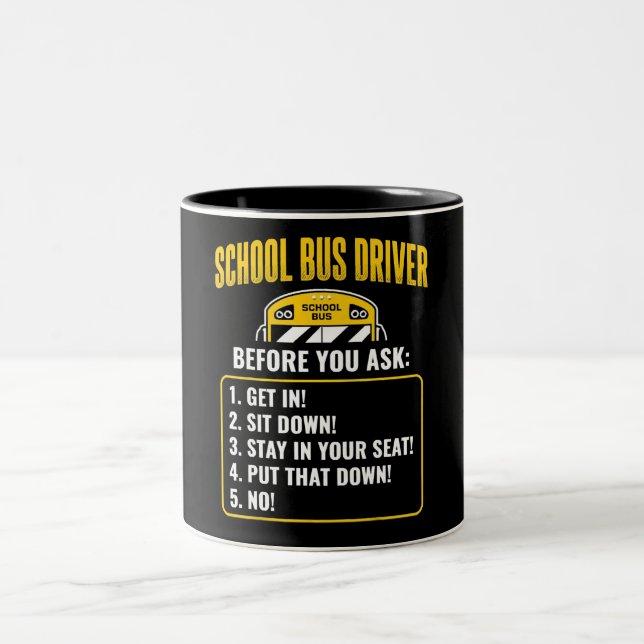 Taza Bicolor Gracioso conductor de autobús escolar (Centro)