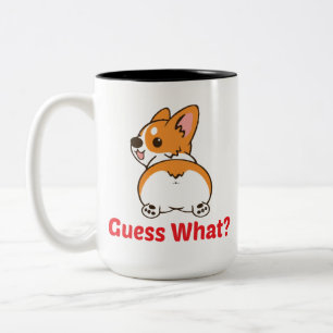 Taza Bicolor Gracioso Corgi Mug, ¿Adivinan Qué? ¡Corgi Butt!