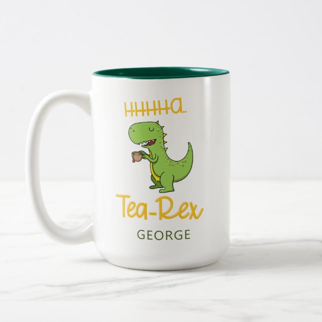 Taza Bicolor Gracioso Dinosaurio Tea Rex Tyrannosaurus Bolsa de (Izquierda)