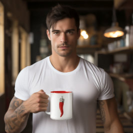 Taza Bicolor Gracioso Esterotipo del Cuerno Rojo Italiano Cornu