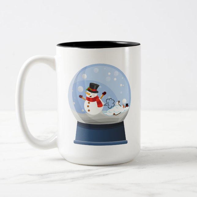 Taza Bicolor Gracioso Faring Snowmen Snowglobe (Izquierda)