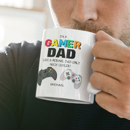 Taza Bicolor Gracioso GAMER DAD Personalizado | Regalo del Día 