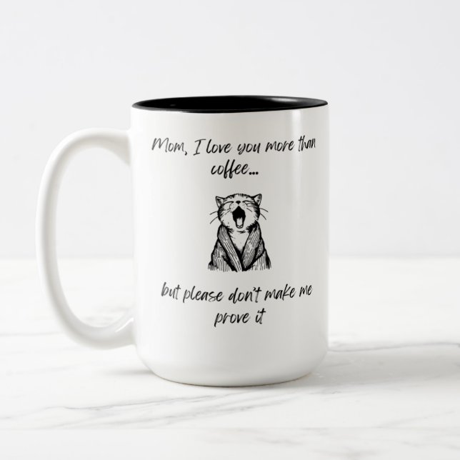 Taza Bicolor Gracioso gato de Día de la Madre (Izquierda)