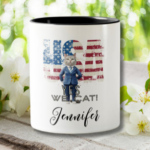 Taza Bicolor Gracioso Gato De Kamala Harris Sí Gocamos Eleccion