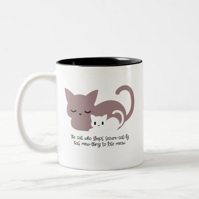 Taza Bicolor Gracioso gato durmiente y arte I (Izquierda)