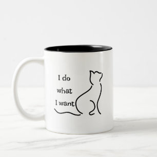 Taza Bicolor Gracioso Gato Mug - "Hago Lo Que Quiero"