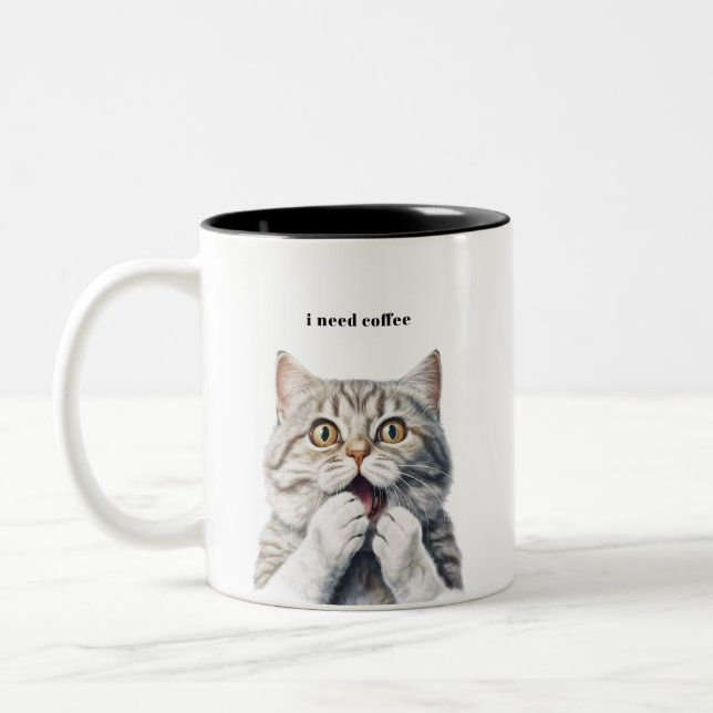 Taza Bicolor Gracioso gato Mugs (Izquierda)