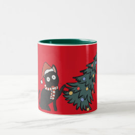 Taza Bicolor Gracioso gato Navidades Mug