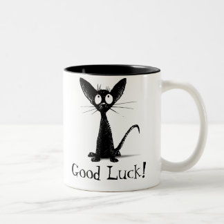 Taza Bicolor Gracioso Gato negro de buena suerte
