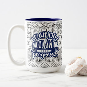 Taza Bicolor Gracioso Mug: Mugre de sangre en progreso en azul