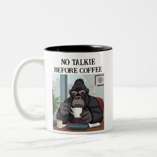 Taza Bicolor Gracioso No Hablar Antes Del Café Gorilla Mug