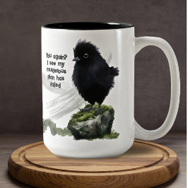Taza Bicolor Gracioso pájaro negro Sarcástico Buenos días