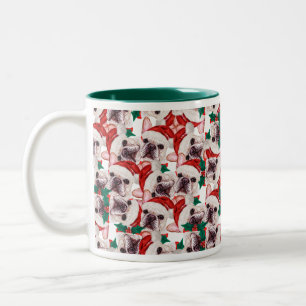 Taza Bicolor Gracioso patrón de Navidades de Bulldog francés
