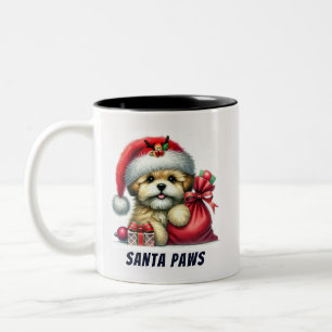 Taza Bicolor Gracioso perro de Bichon Santa Paws