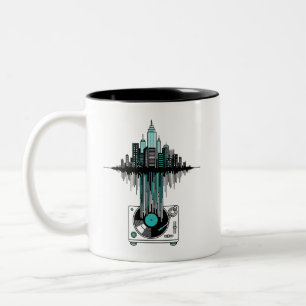 Taza Bicolor Gracioso recopilador de registros de vinilo Musi