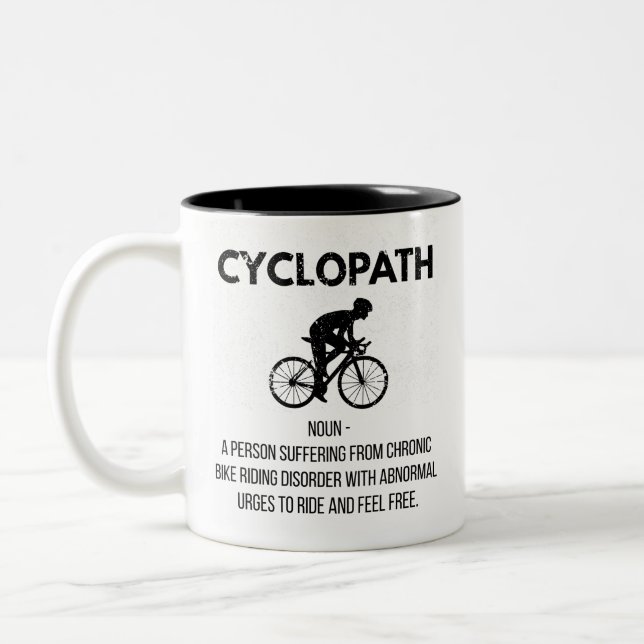 Taza Bicolor Gracioso regalo de definición de ciclismo Cycopath (Izquierda)