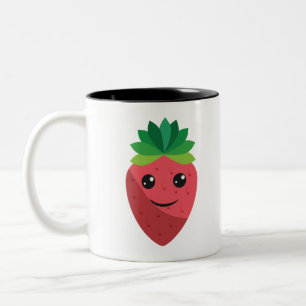 Taza Bicolor Gracioso regalo de fresa sonriente lindo