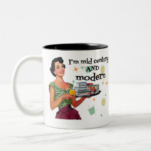 Taza Bicolor Gracioso retro de mediados del siglo