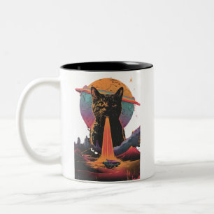 Taza Bicolor Gracioso Selfie De Gato Con Amantes De Gato De Ufo