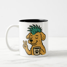 Taza Bicolor Gracioso signo de paz del amante del café de perro