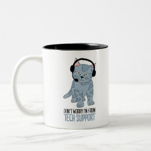 Taza Bicolor Gracioso Sonriente Apoyo técnico para gatos Épico
