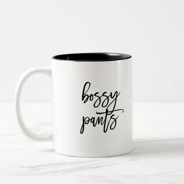 Taza Bicolor Graciosos Bossy Pants diciendo (Izquierda)