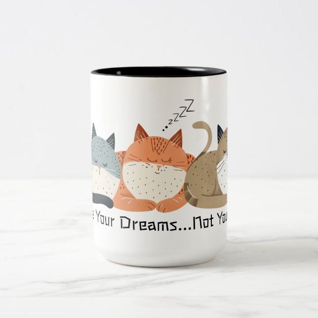 Taza Bicolor Graciosos gatos durmientes persiguen tus sueños ar (Centro)