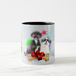 Taza Bicolor Graciosos Navidades de perros chiitas zu