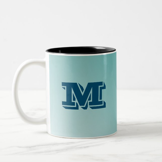 Taza Bicolor Gradiente azul monograma personalizado (Izquierda)