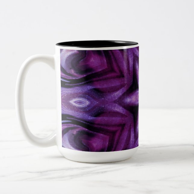 Taza Bicolor Gradiente cardíaco Purpurinoso de caleidoscopio pú (Izquierda)