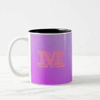 Taza Bicolor Gradiente púrpura inicial personalizado