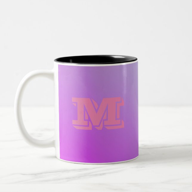 Taza Bicolor Gradiente púrpura inicial personalizado (Izquierda)