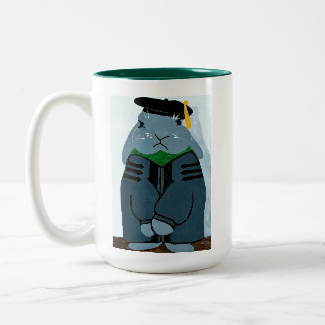 Taza Bicolor Graduación Grumpy TPII Mug de Conejo PhD  (Izquierda)