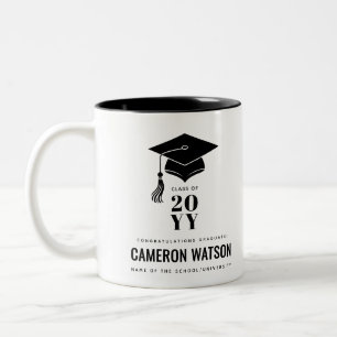 Taza Bicolor Graduación Personalizada con Gorro Moderno y Borla