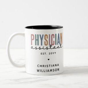 Taza Bicolor Graduación personalizada de un asistente de médico
