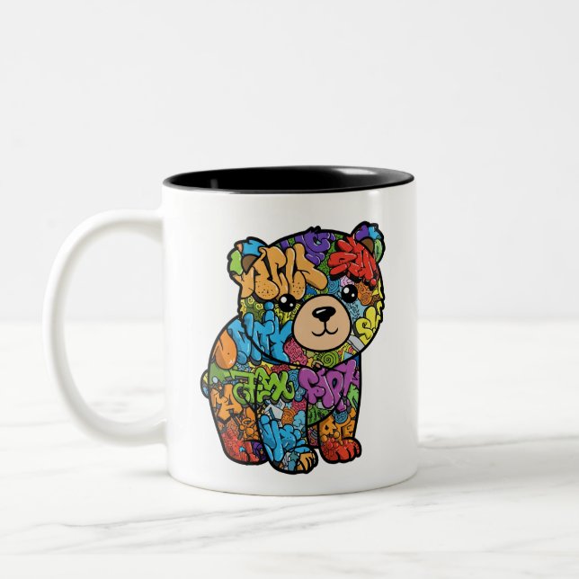Taza Bicolor Graffiti Bear Mug - Versión a la derecha (Izquierda)