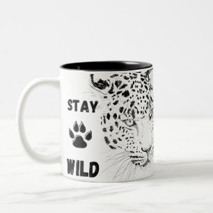 Taza Bicolor Gráfica de Leopardo Salvaje