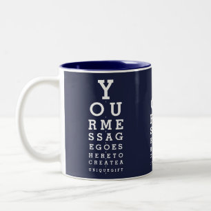 Taza Bicolor Gráfico de agudeza visual divertido con mensaje pe