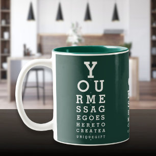 Taza Bicolor Gráfico de agudeza visual divertido con mensaje pe
