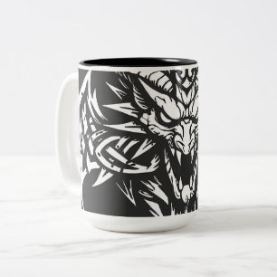 Taza Bicolor    Gráfico de Cabeza de Demonio Tribal por BurnsIn