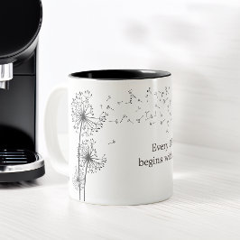 Taza Bicolor Gráfico de cita inspiradora Dandelion