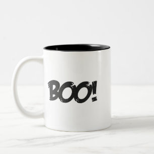 Taza Bicolor Gráfico de Fantasma Amigable Minimalista