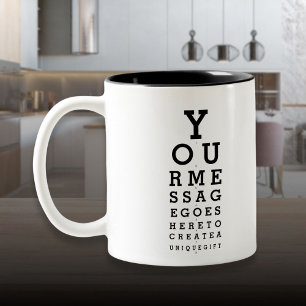 Taza Bicolor Gráfico de optometrista divertido con mensaje pers