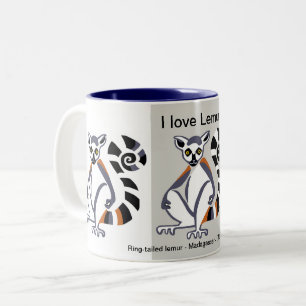 Taza Bicolor Gráfico I love LEMURS - Animal lover - Nature -