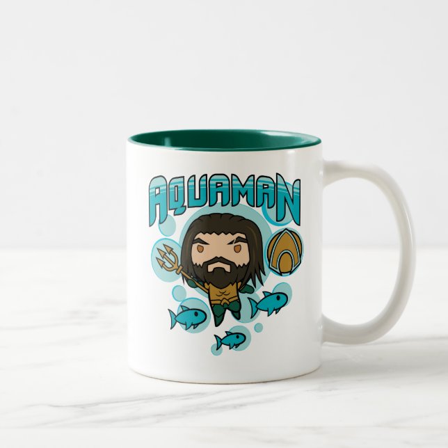 Taza Bicolor Gráfico submarino de Aquaman el | Chibi Aquaman (Derecha)